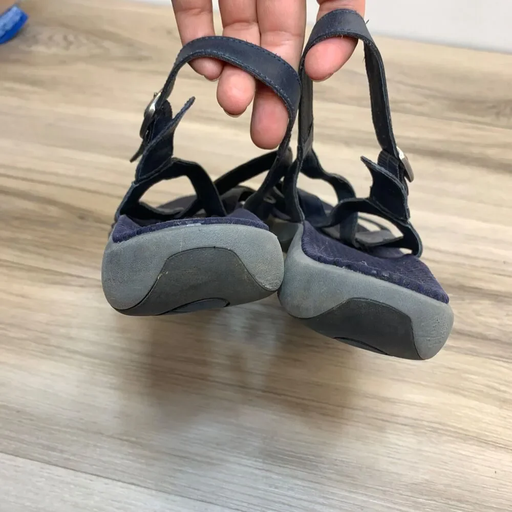 Womens Size 9 Merrell Agave Navy Leather Sandals Strappy Slingback Ankle Outdoor - Picture 4 of 11